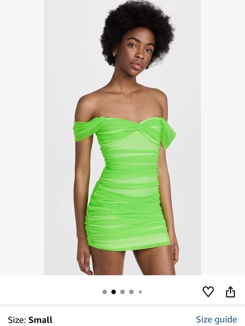 NWT Norma Kamali Walter Ruched Mesh Mini Dress Neon Green L - Picture 8 of 8
